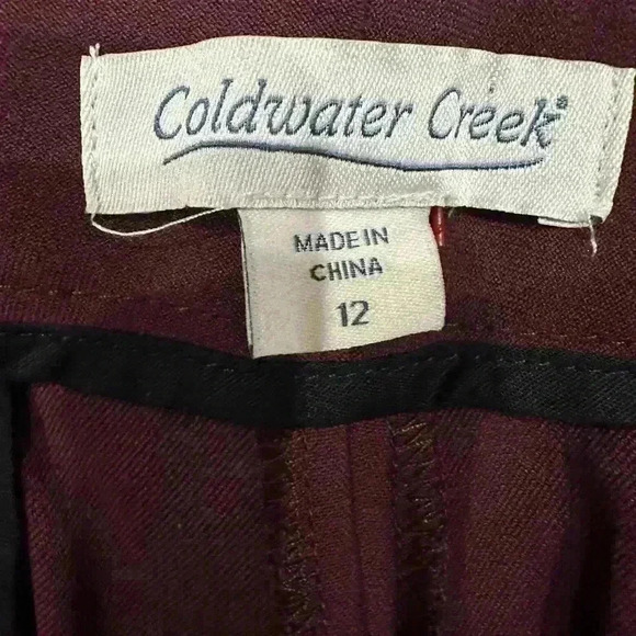 Coldwater Creek Maroon Flat Front Trouser Size 12 - Picture 2 of 5